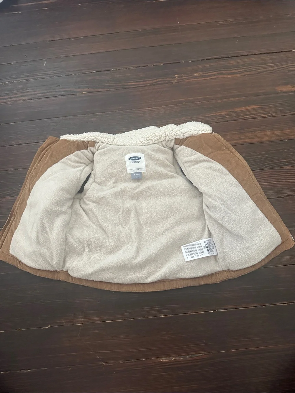 Old Navy Brown Corduroy Kids Puffer Vest with Green Plaid Yoke
